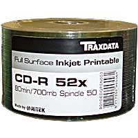 Traxdata Ritek Full Surface Inkjet Printable 52x CD-R (pack of 50)