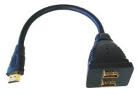 HDMI 1.3 A Male - 2x A Female, 15 cm Adaptor